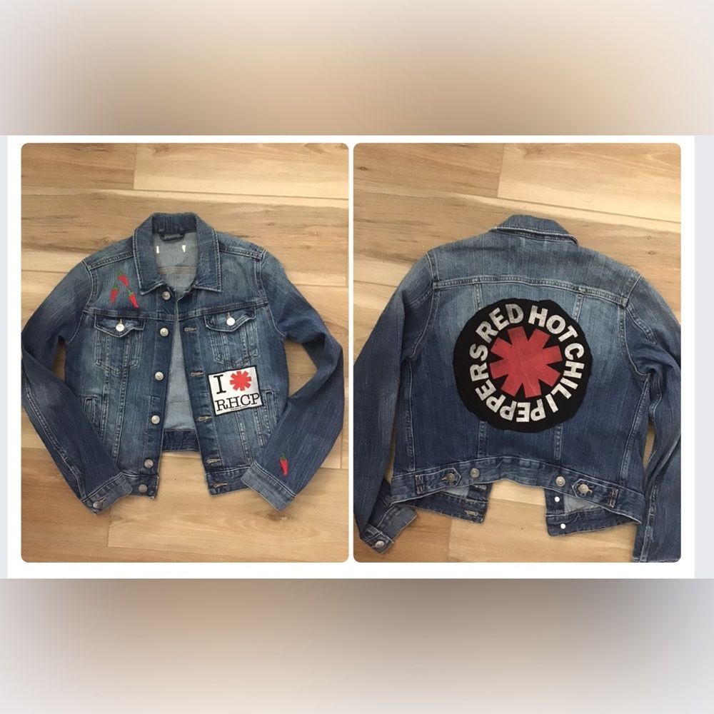 Custom  Red Hot Chili Pepper Band Jacket S Upcycled
